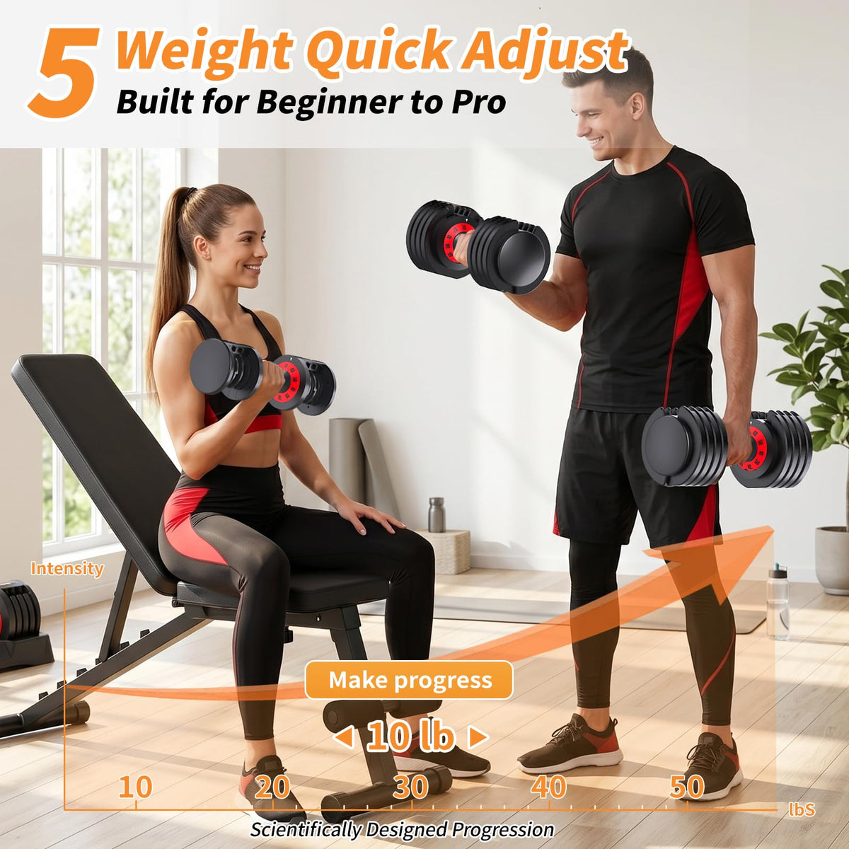 Adjustable Dumbbell Set of 2 with Storage Box K2181
