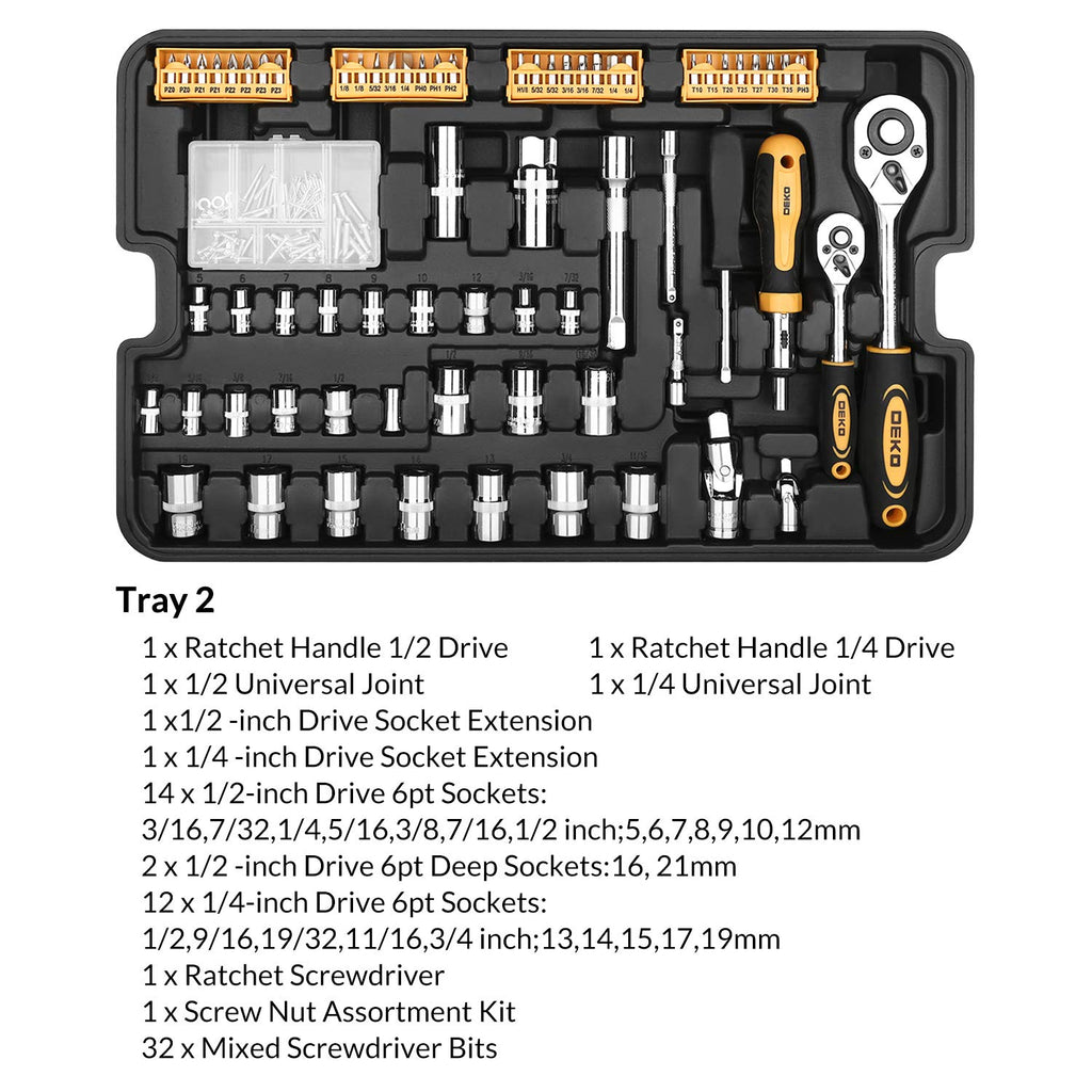 258 Piece Rolling Tool Box Socket Wrench Hand Tool Set L7666