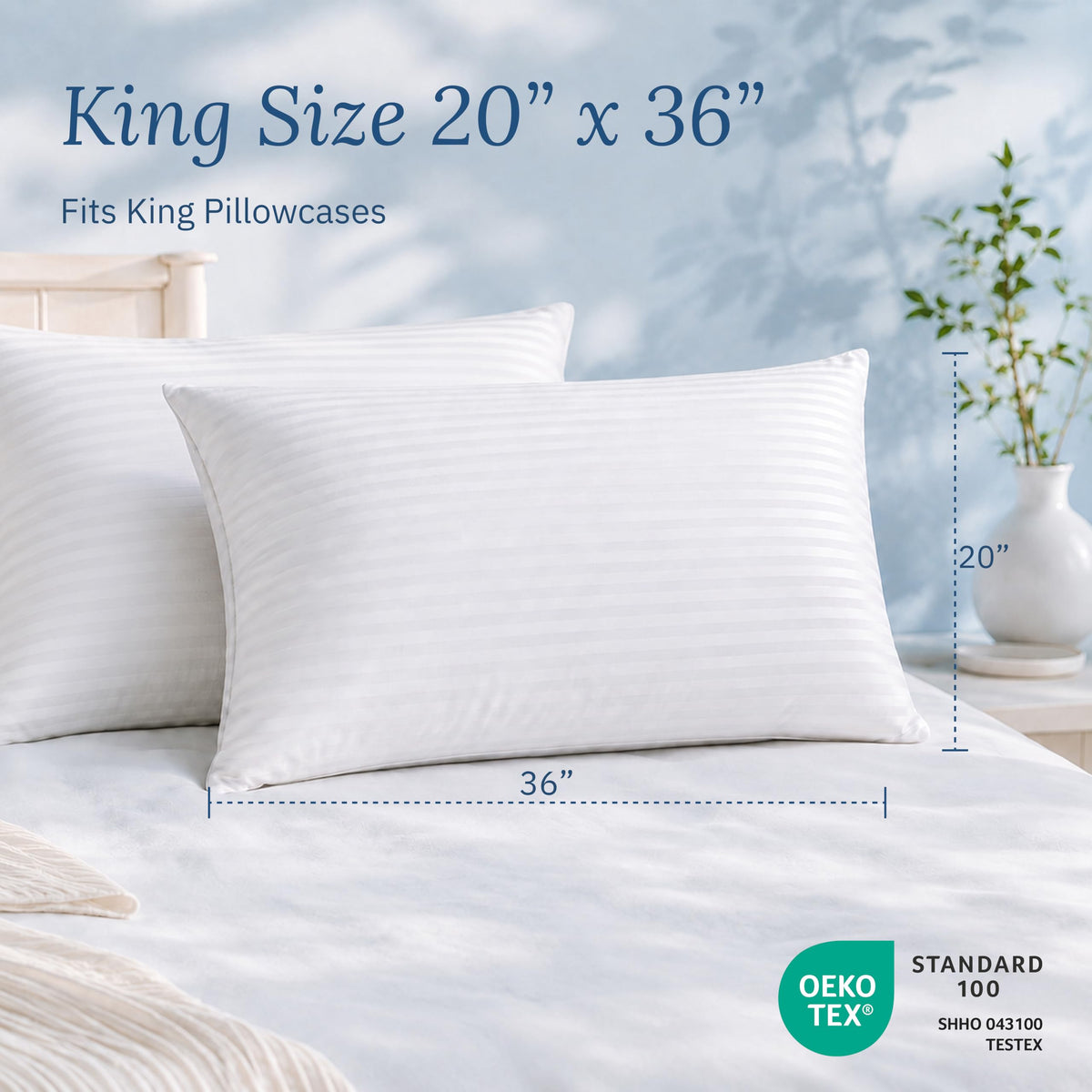White King Size Bed Pillows Set of 2 B178086