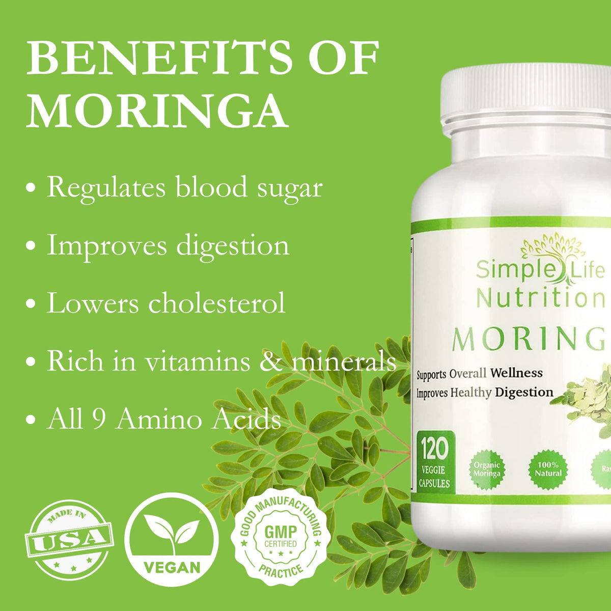 Organic Moringa Powder Capsules E63219