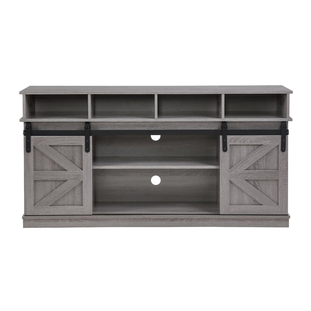 58" Grey Wood TV Stand with Sliding Barn Doors S99955