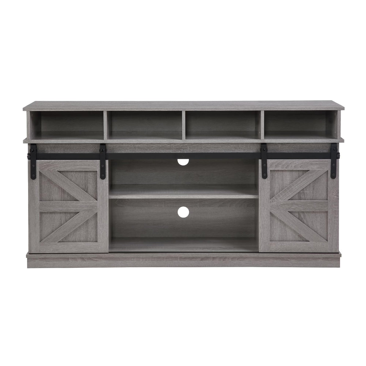58" Grey Wood TV Stand with Sliding Barn Doors S99955