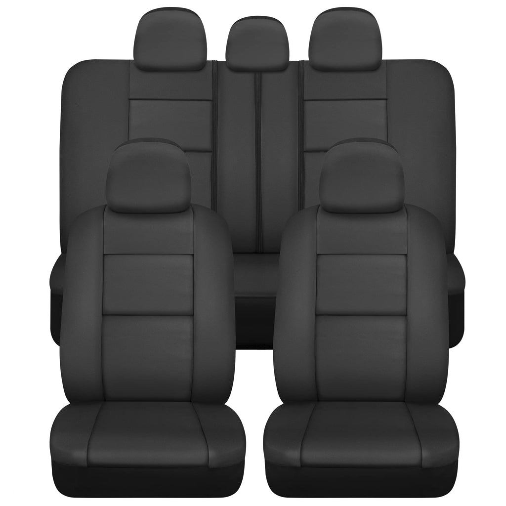 Faux Leather Car Seat Cover Full Set Black S462111