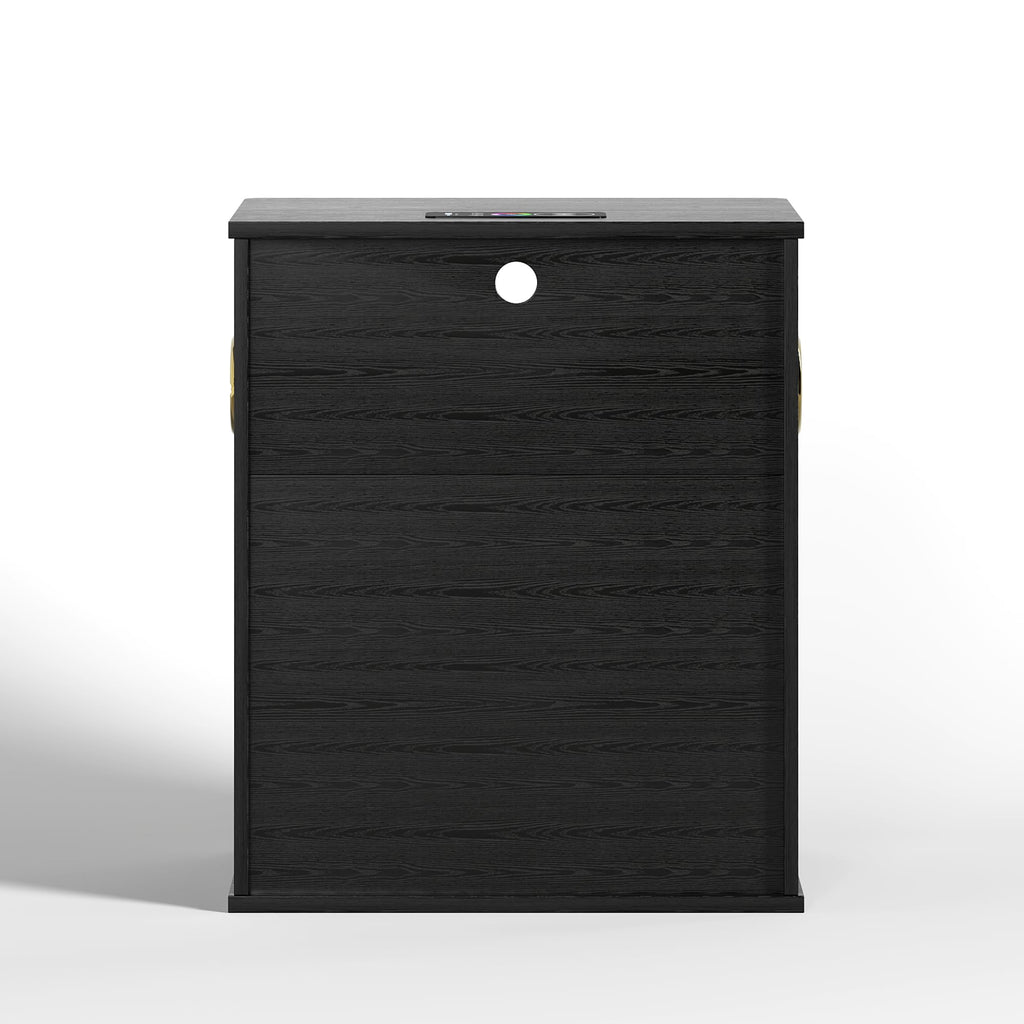 Black Smart Nightstand with Bluetooth Speaker, LED Lights, Wireless Charging, 2 Drawers & Open Shelf X4513