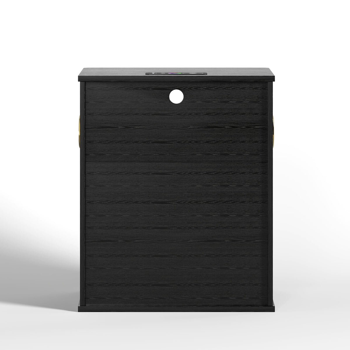 Black Smart Nightstand with Bluetooth Speaker, LED Lights, Wireless Charging, 2 Drawers & Open Shelf X4513