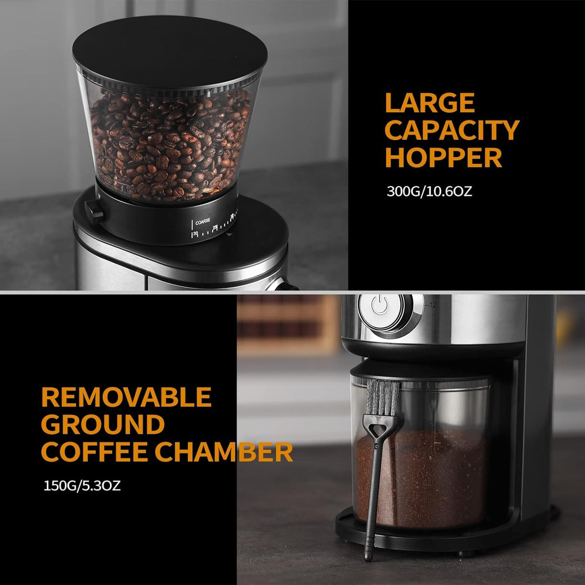 Electric Conical Burr Coffee Grinder with 30 Adjustable Grind Settings D4048