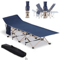 Folding Camping Cot with Carry Bag, Side Pocket, Blue G97818