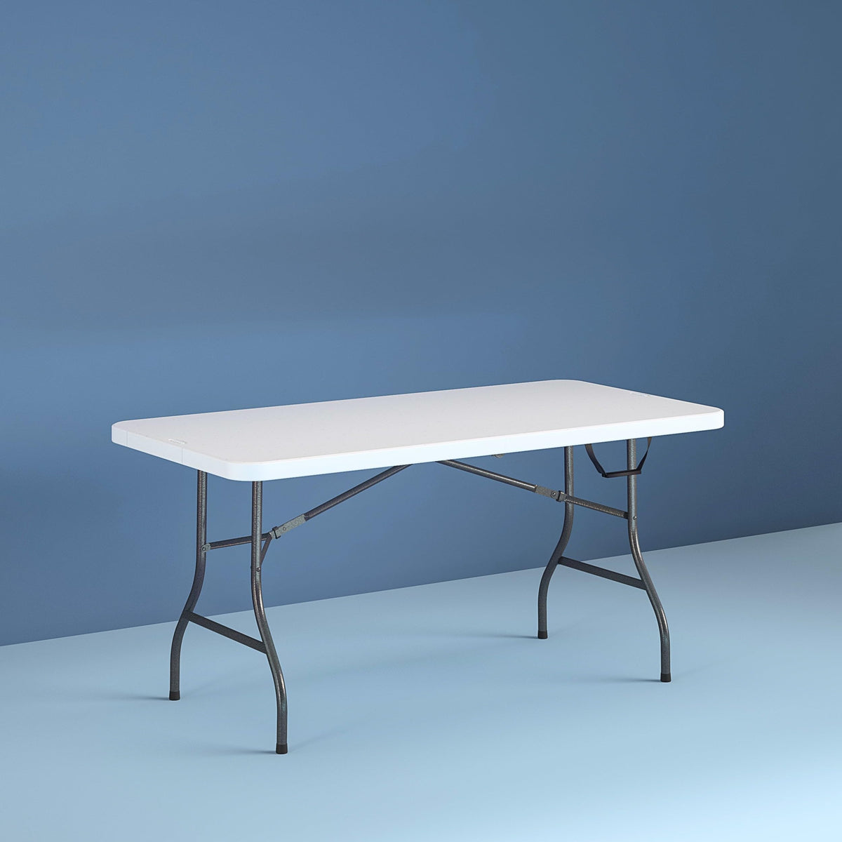 6 Foot Fold-in-Half Folding Table White Speckle HDPE Top H6918