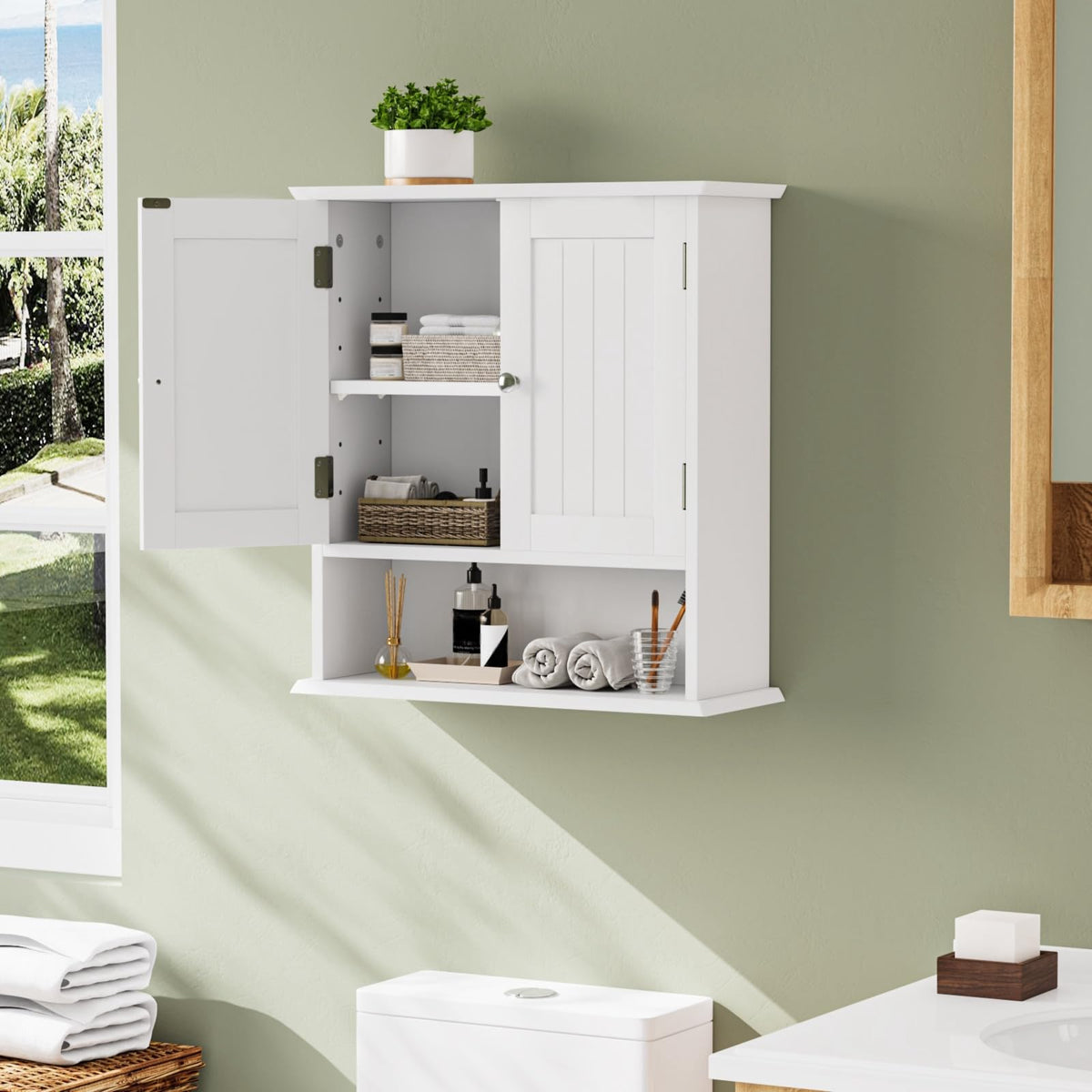 White Wall Mounted Bathroom Cabinet with 2 Door R2730