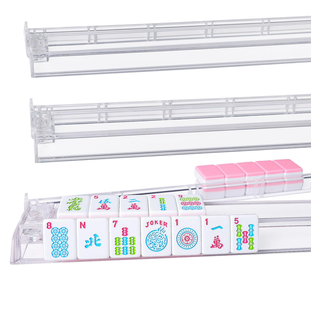 Clear Mahjong Racks with Pushers, 4 Piece Set J60379