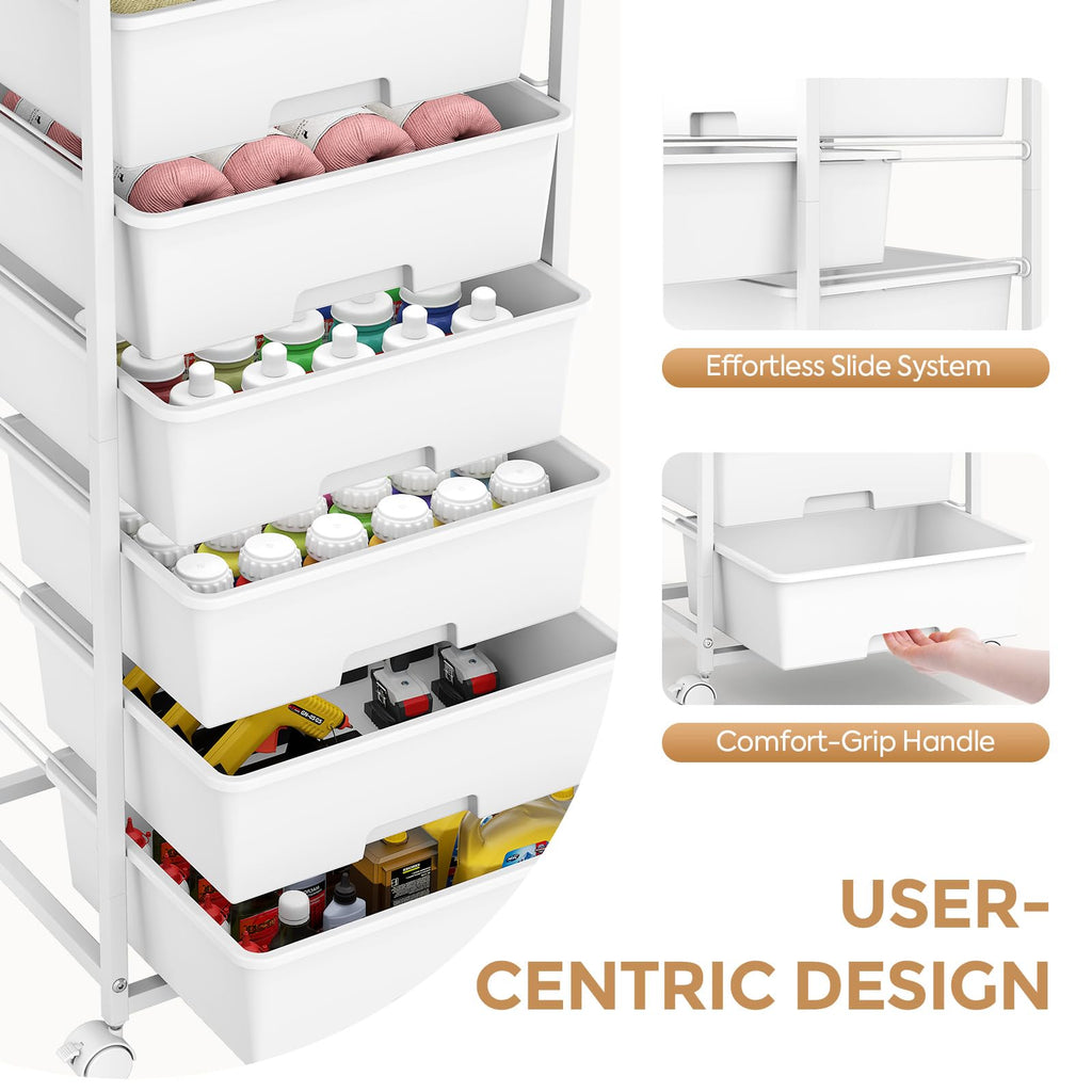 6 Drawer Rolling Storage Cart with Wooden Top and Wheels I3270