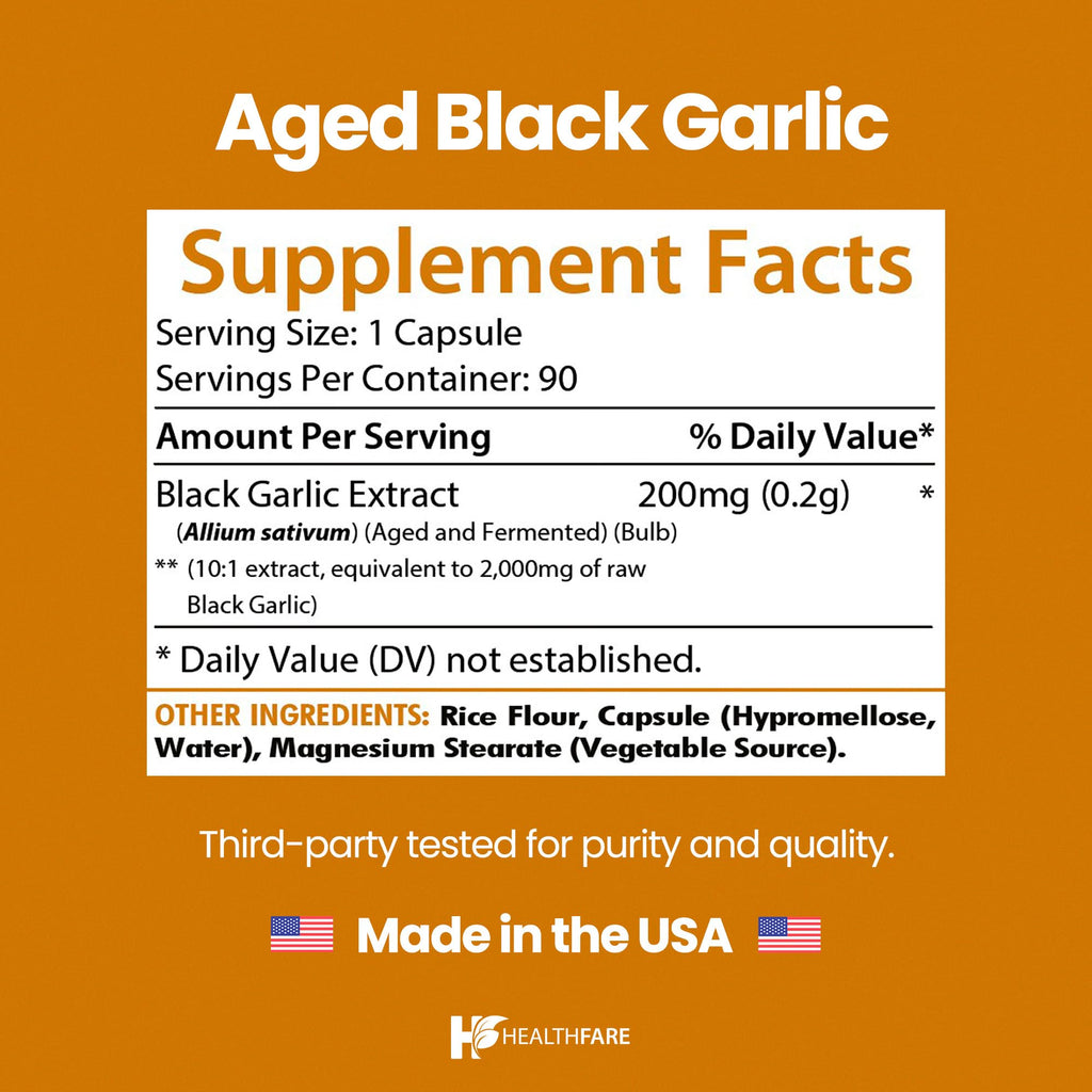 90 Vegan Capsules Fermented Odorless Black Garlic Extract G10788