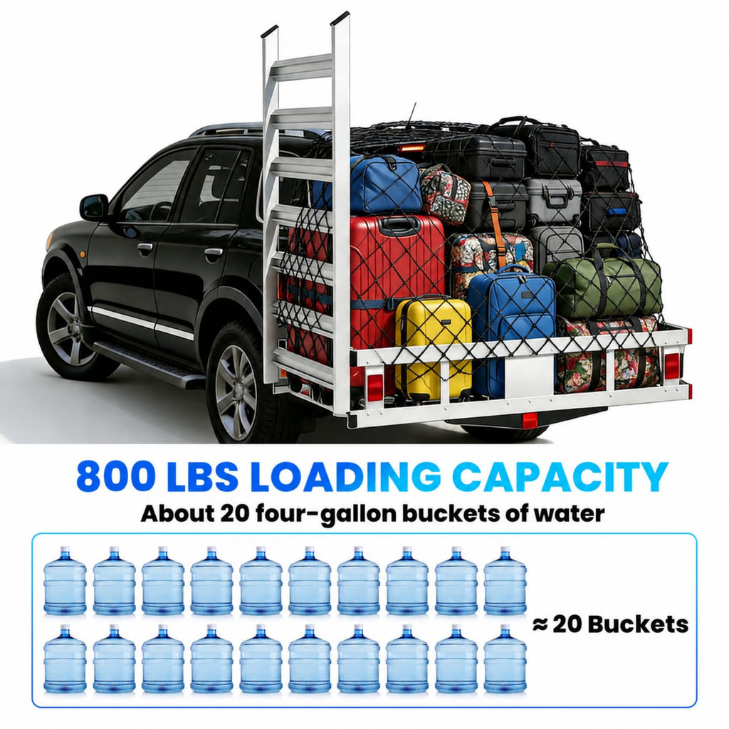52"x31"x10" Aluminum Hitch Cargo Carrier with Ramp P332