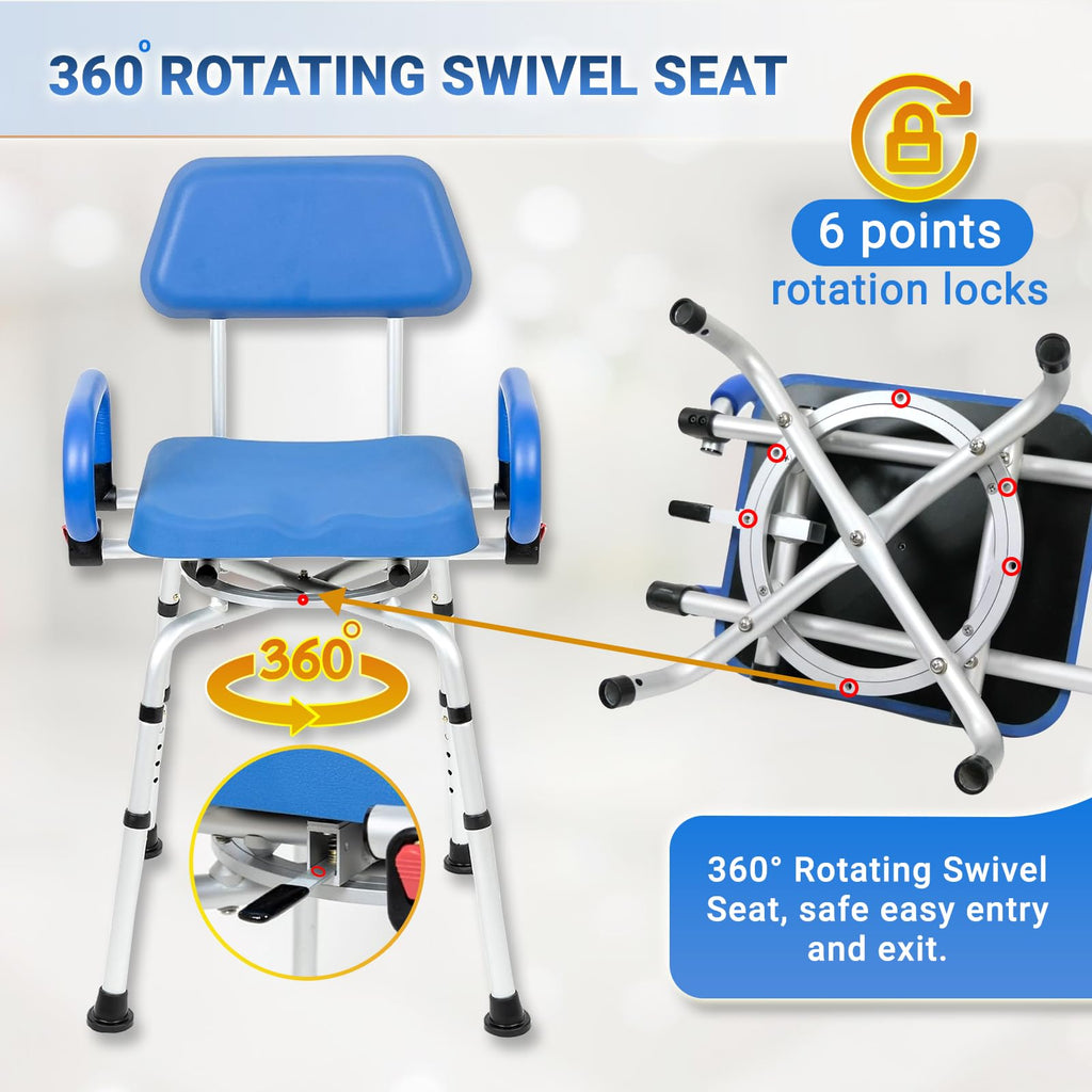 Swivel Shower Chair with Padded Seat, Back & Arms I6968