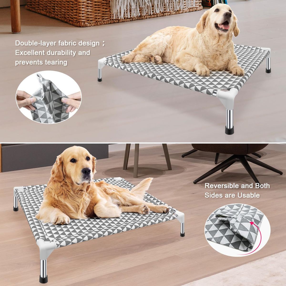 Medium Cotton Elevated Outdoor Dog Bed Z682831