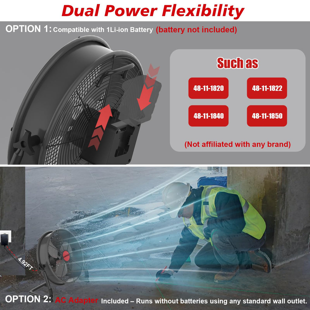16" Battery Powered Cordless Floor Fan E8471