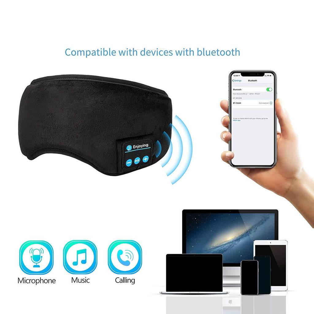 Bluetooth Sleep Headphones Eye Mask with Built-in Speakers Microphone R2129