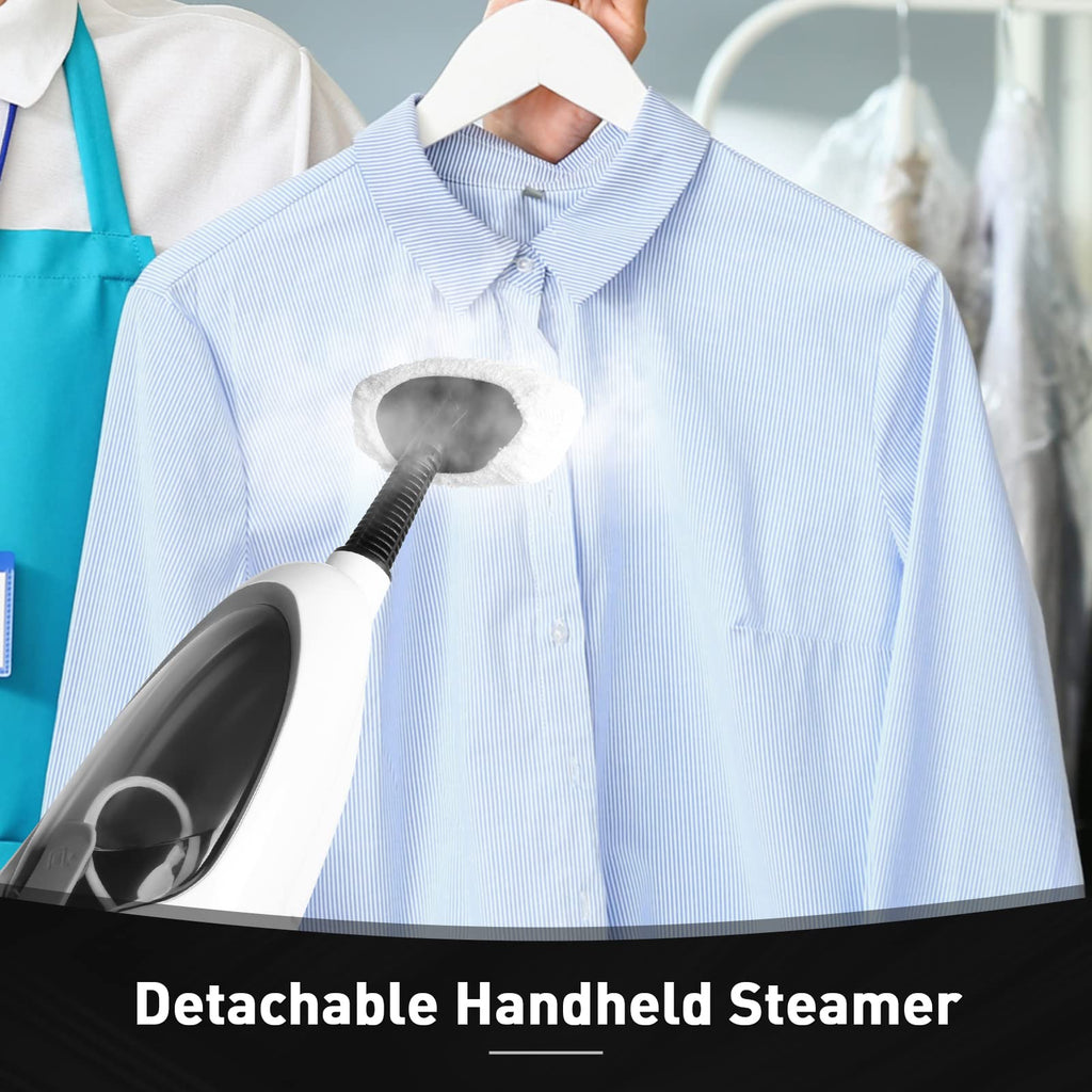 White 10-in-1 Detachable Steam Mop with 3 Microfiber Pads H7722