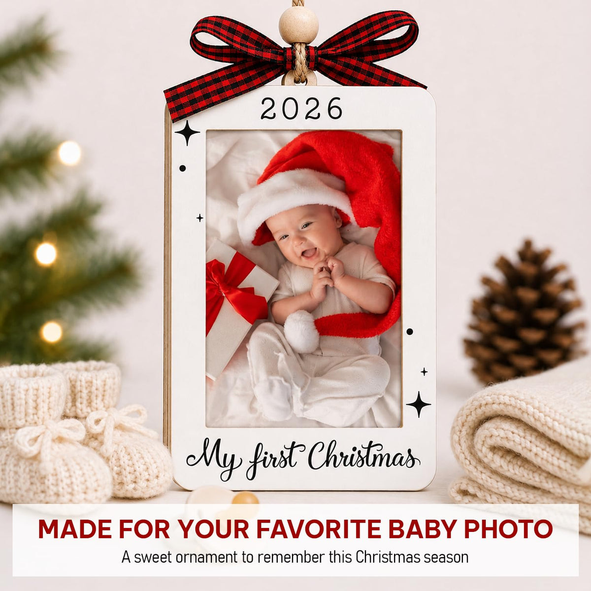 Baby's First Christmas Ornament 2026 Picture Frame Q464