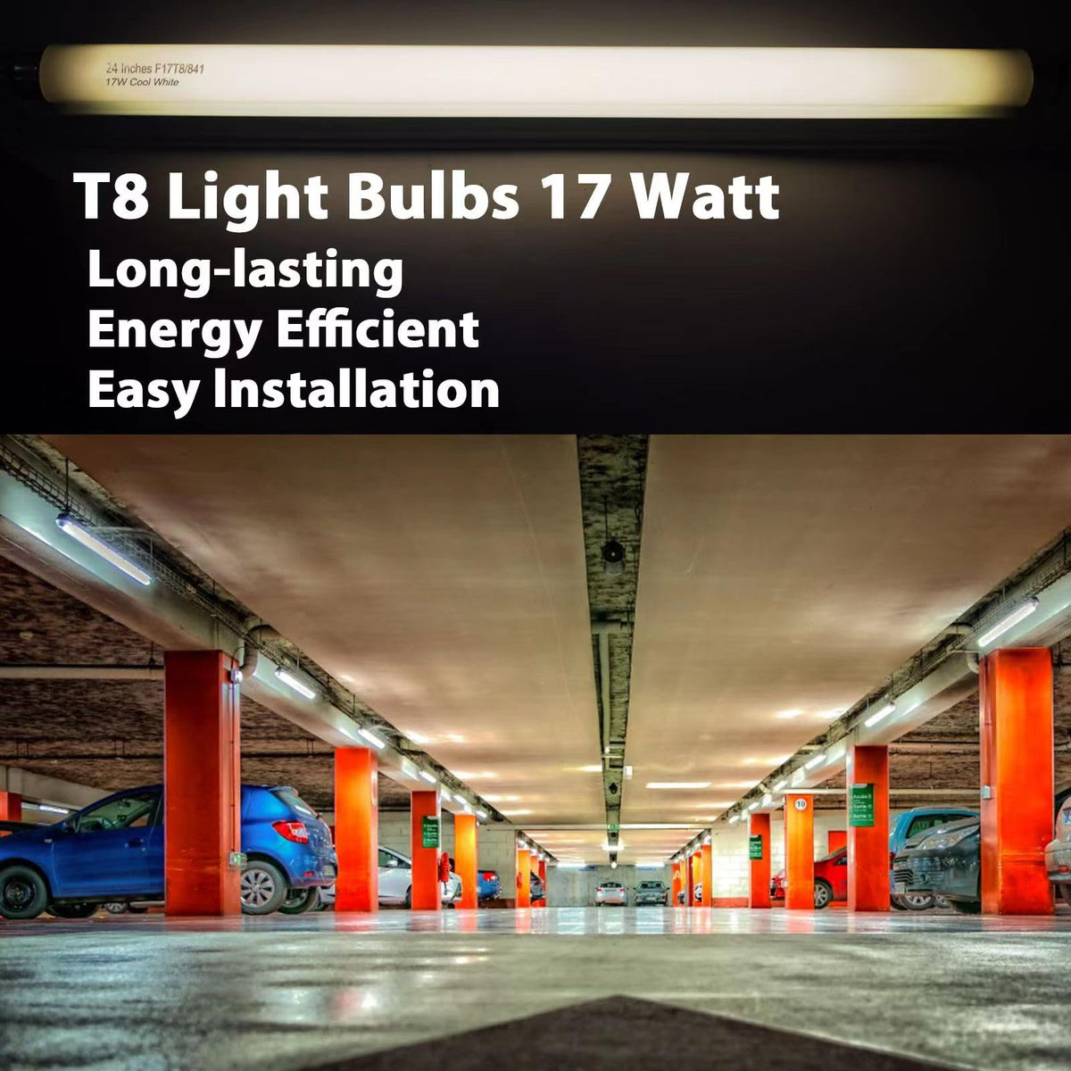 8 Pack 24 inch 17 Watts T8 Fluorescent Tube Light 4100K Cool White N2564