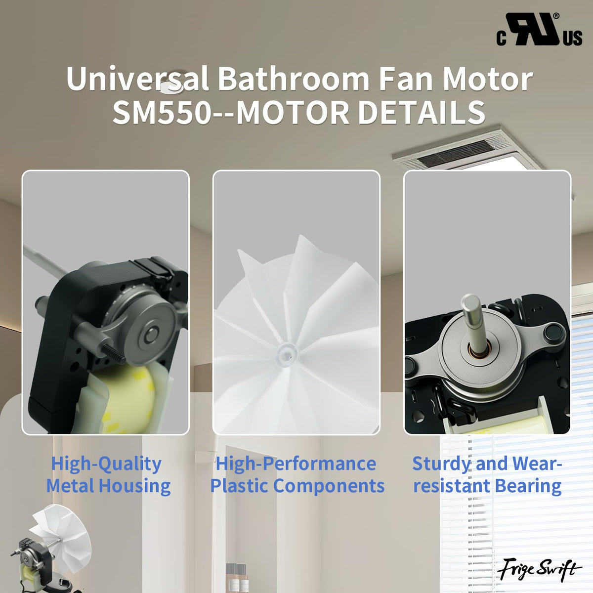 Universal Bathroom Vent Exhaust Fan Motor 50 CFM 120V 60Hz H476031