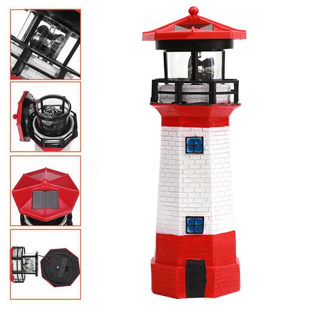 Solar Powered LED Rotating Lighthouse Light U940571