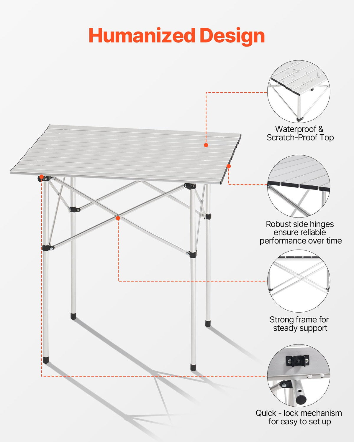 Folding Camping Table 28 inch Silver P540044