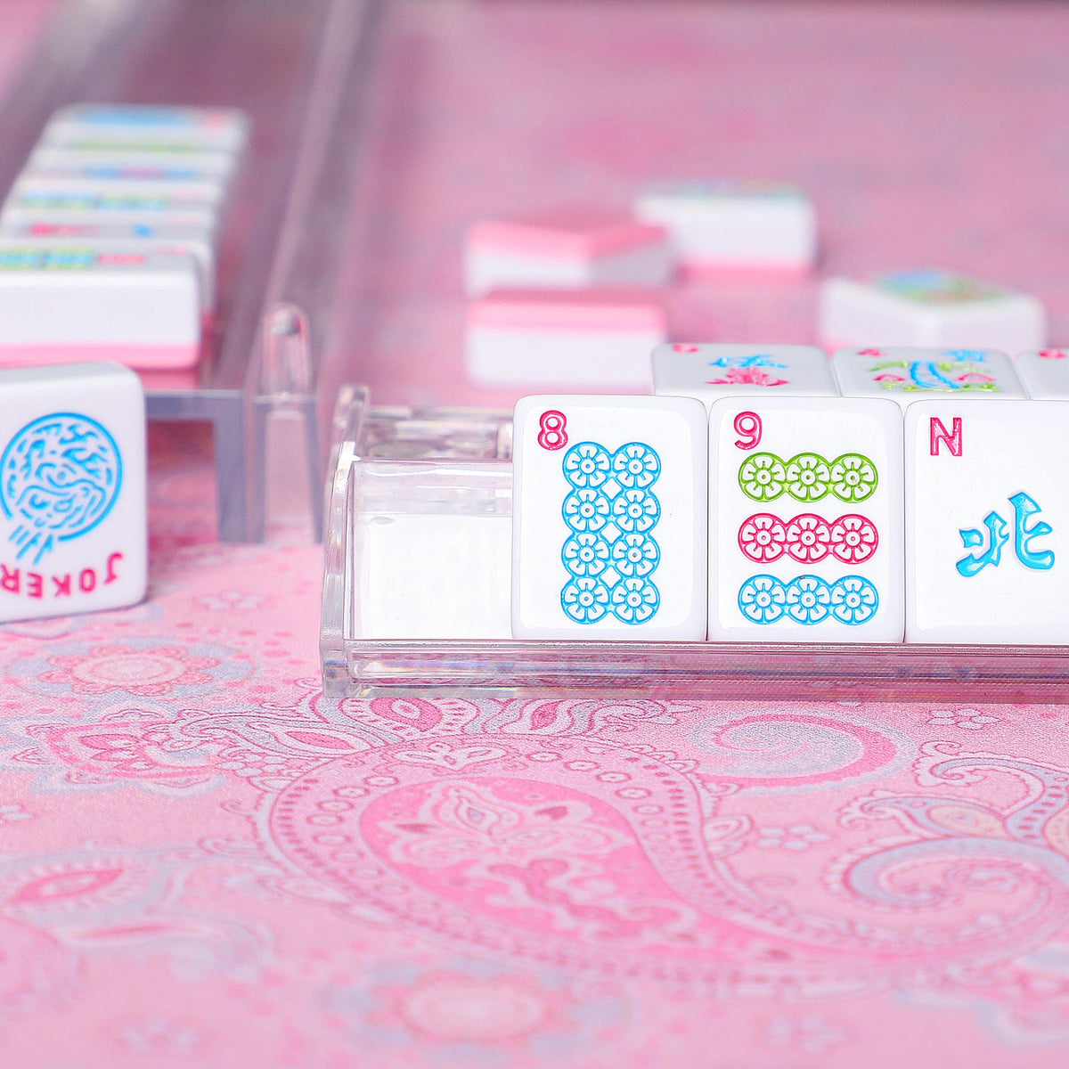 Clear Mahjong Racks with Pushers, 4 Piece Set J60379
