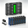 16 Pack AAA 1100mAh NiMH Batteries with 16 Bay LCD Battery Charger U52756