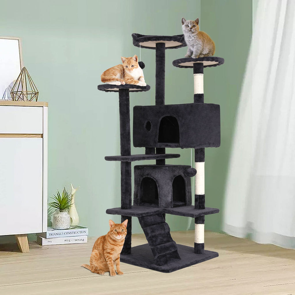 70 Inch Multi-Level Cat Tree with Scratching Post, Condo, Plush Perch Z316