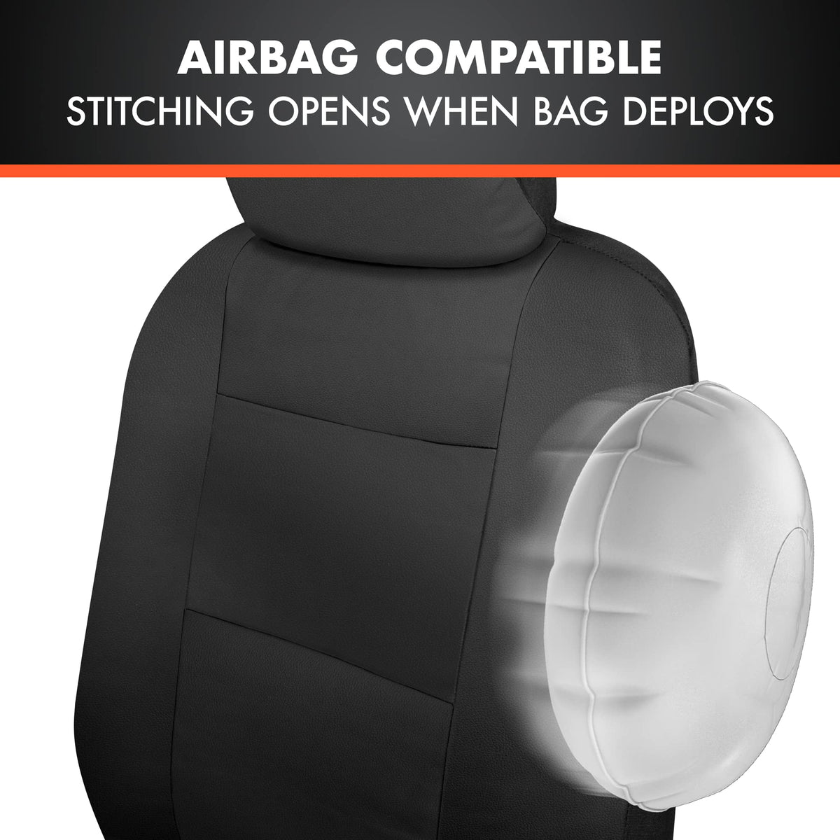 Faux Leather Car Seat Cover Full Set Black S462111