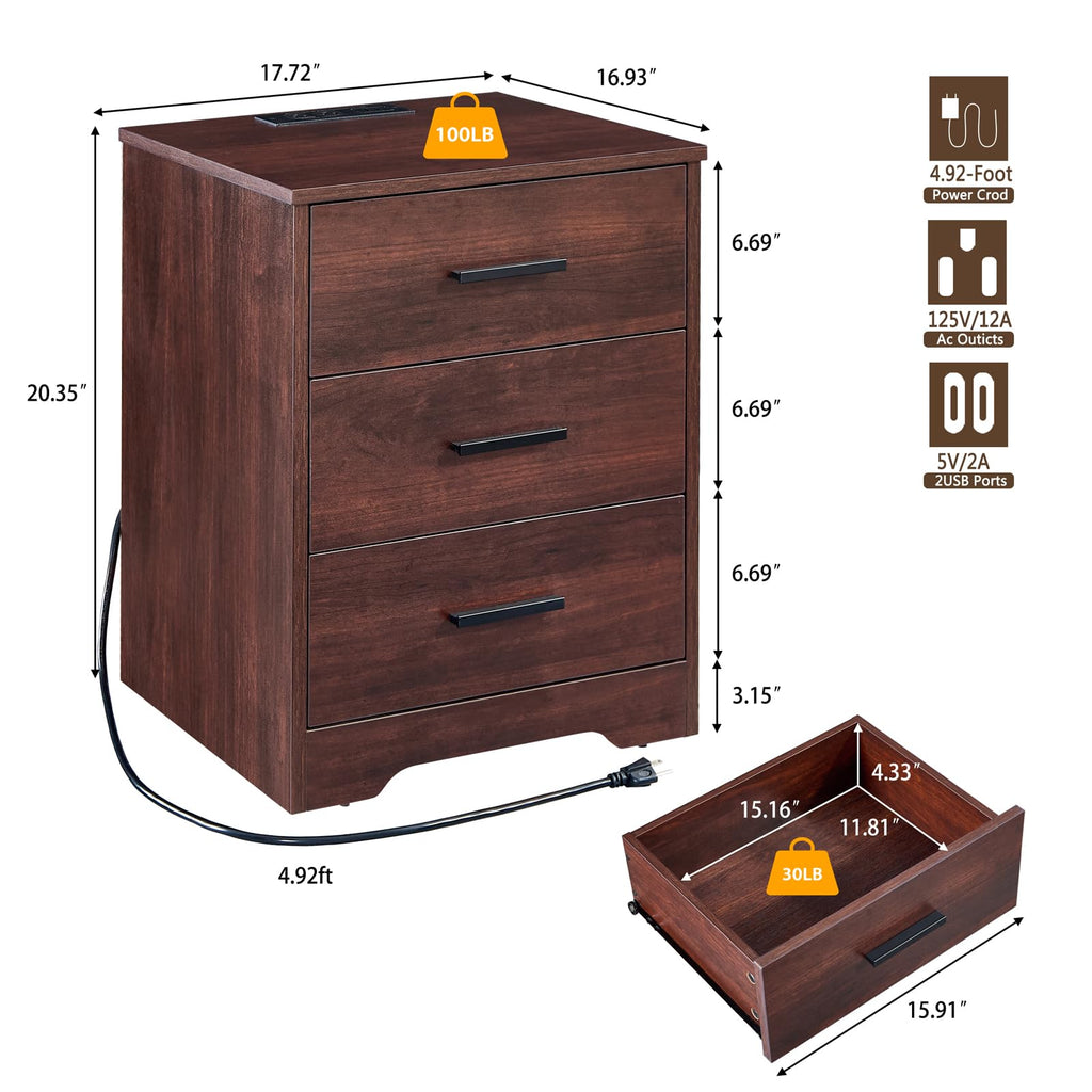 Cherry Wood 3 Drawer Dresser E16242