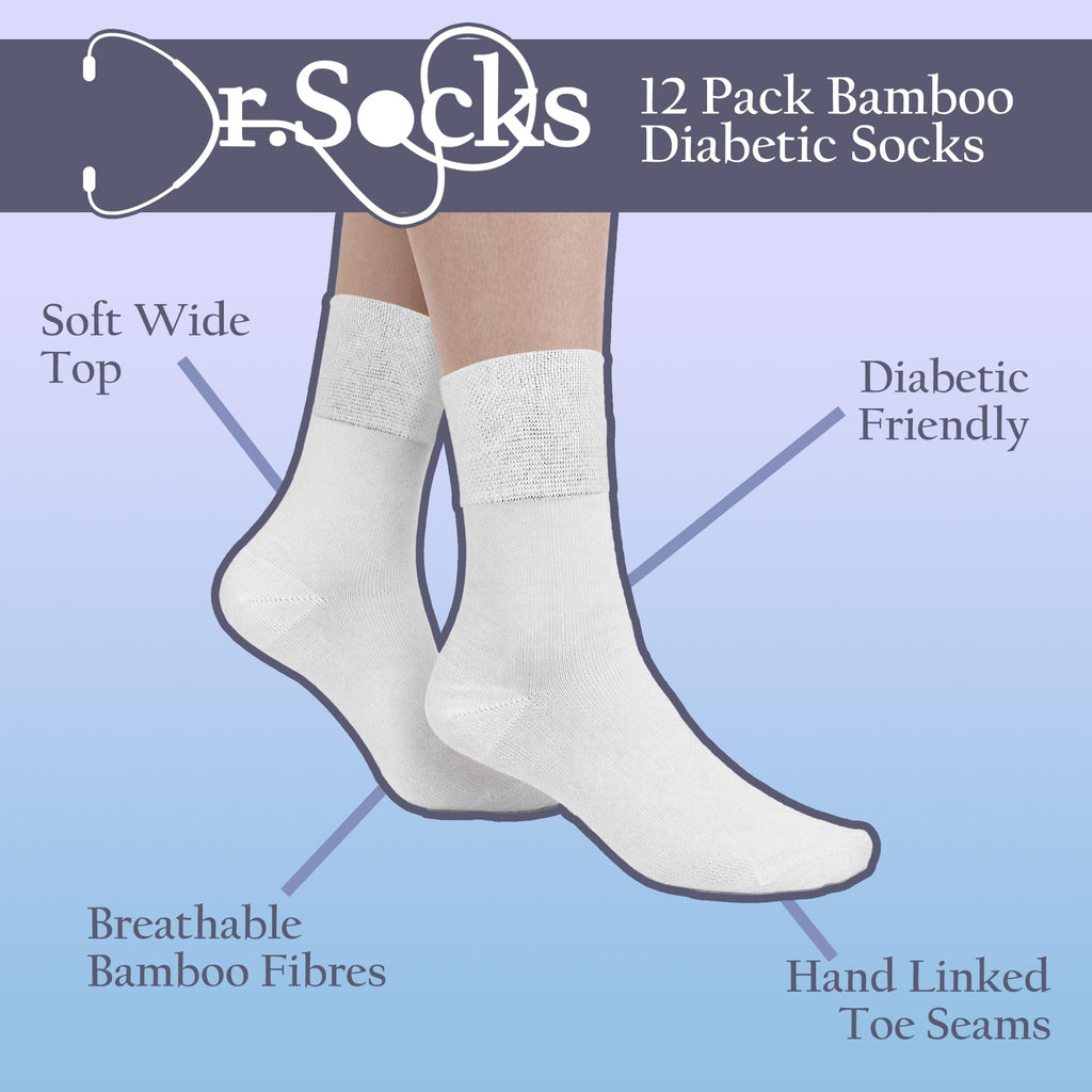 12 Pairs Womens Seamless Diabetic Socks L840