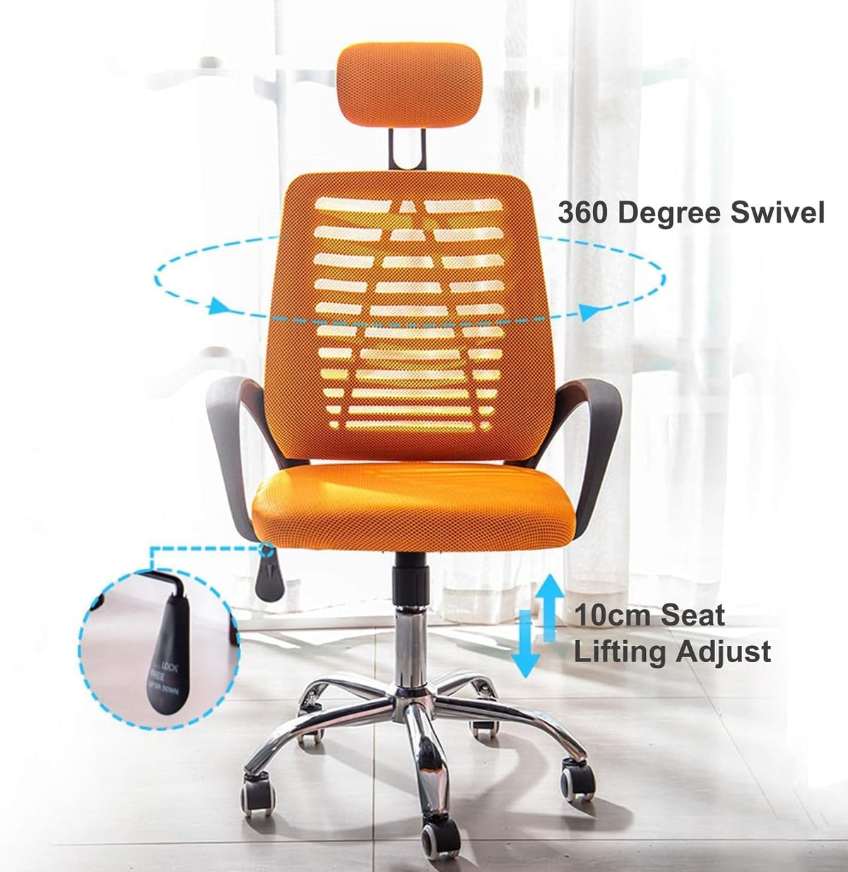 Ergonomic High Back Office Chair with Lumbar Support Orange K3281
