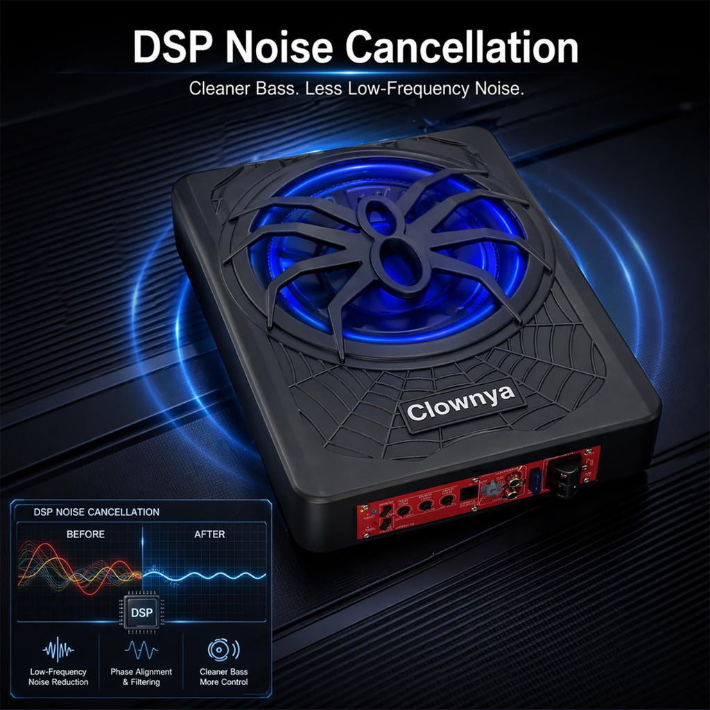 1200W Slim Under-Seat Powered Car Subwoofer with Built-in Amp L2157