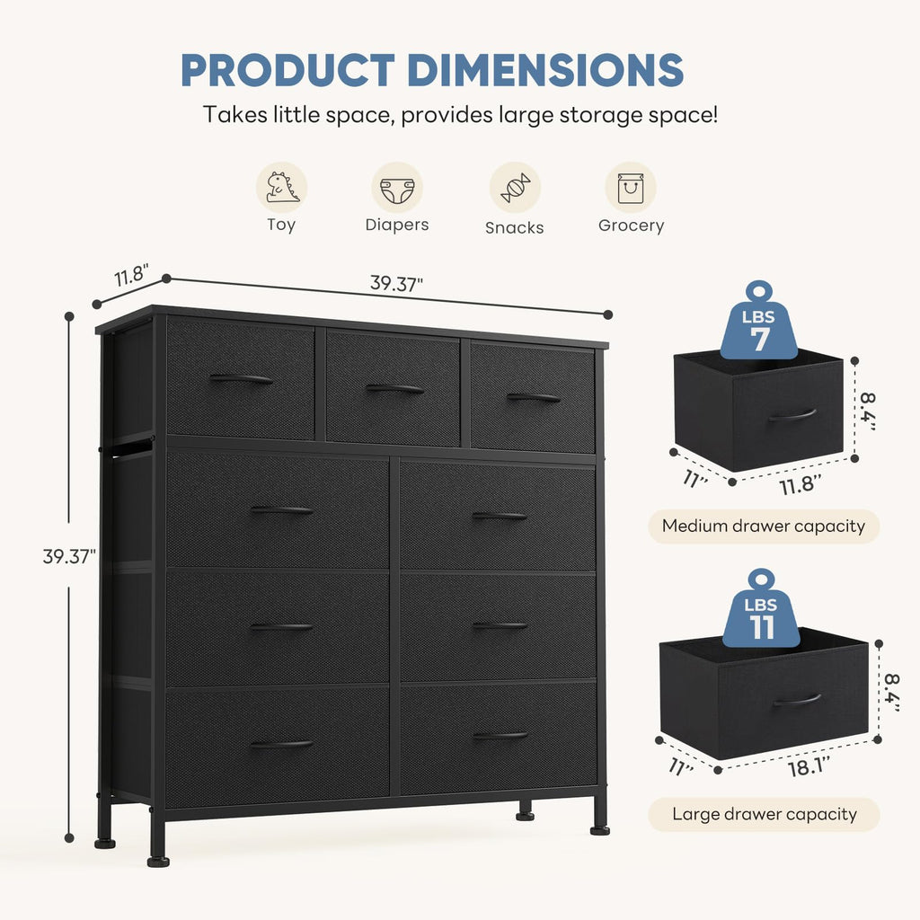 9 Drawers Fabric Dresser A632