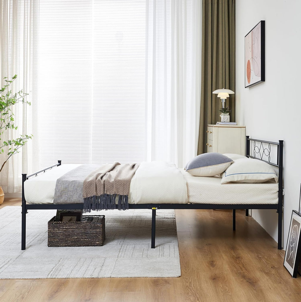 14" Full Size Metal Platform Bed Frame with Headboard C810