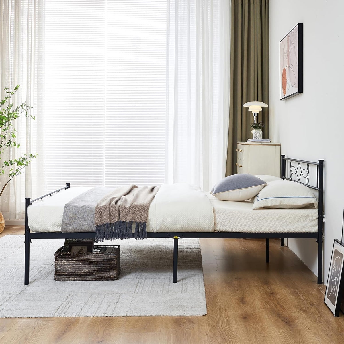 14" Full Size Metal Platform Bed Frame with Headboard C810