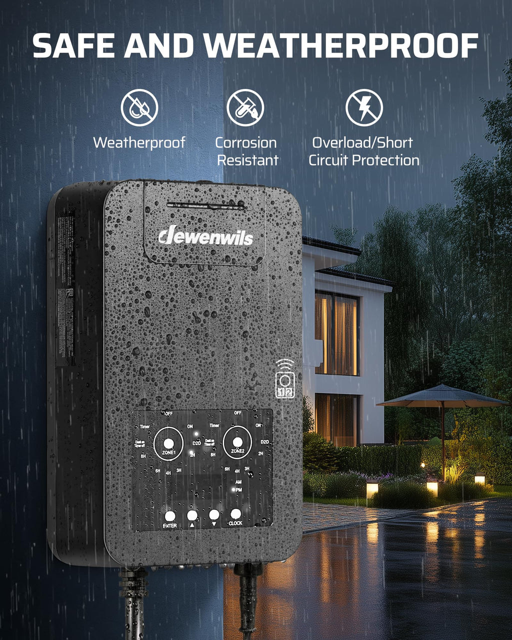 300W Low Voltage Transformer with Remote Photocell Sensor & Timer Y15833