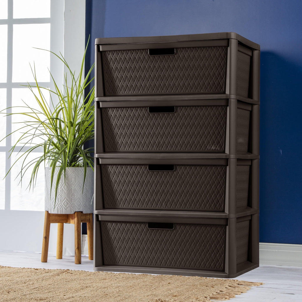 4 Drawer Plastic Storage Tower Brown E466