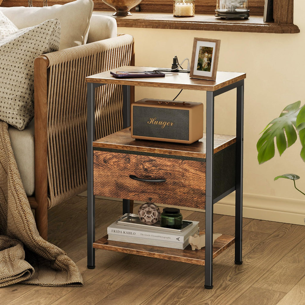3-Tier Nightstand with Charging Station C733341