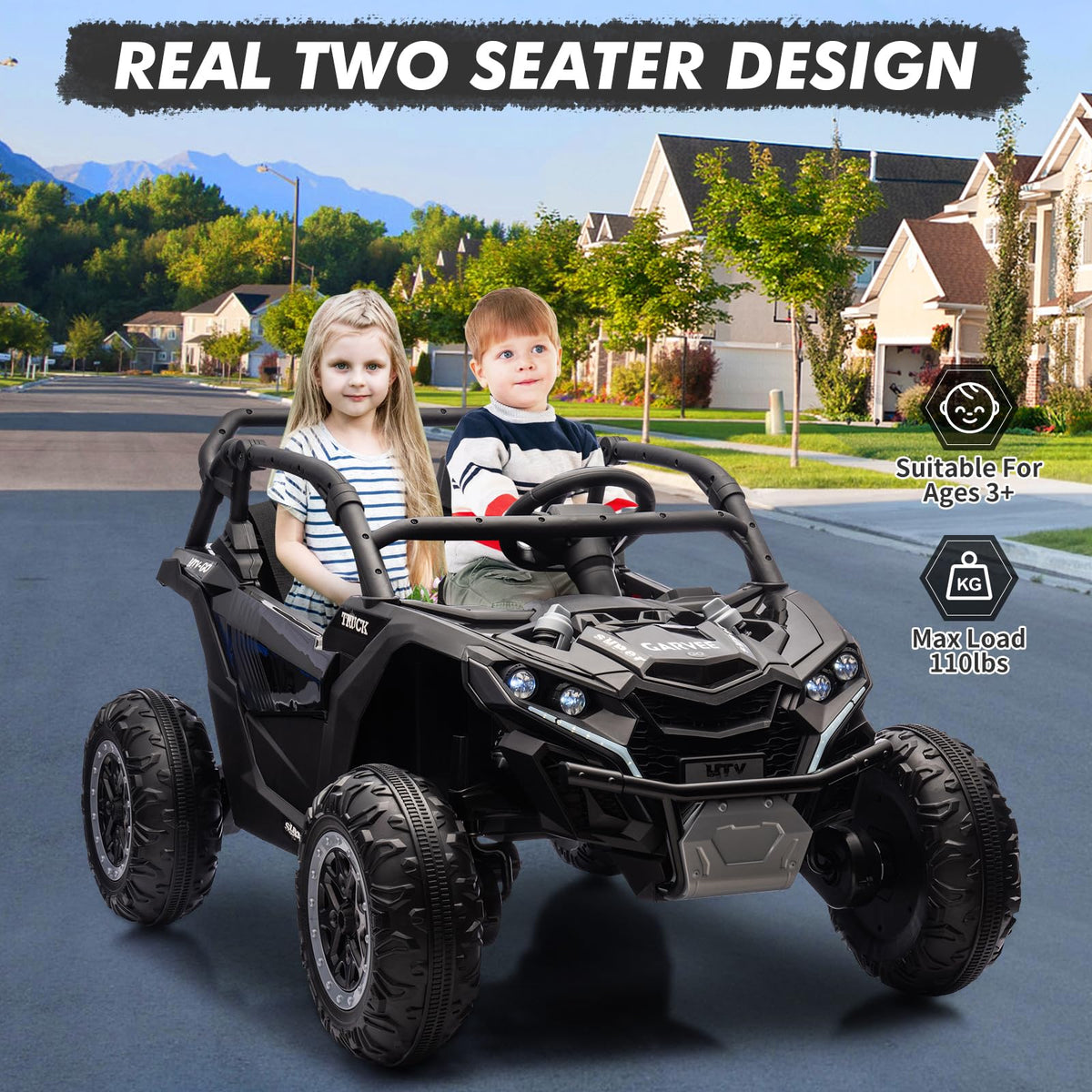 24V 2-Seater Kids Ride on Car with Remote Control 4WD Electric Truck F74518