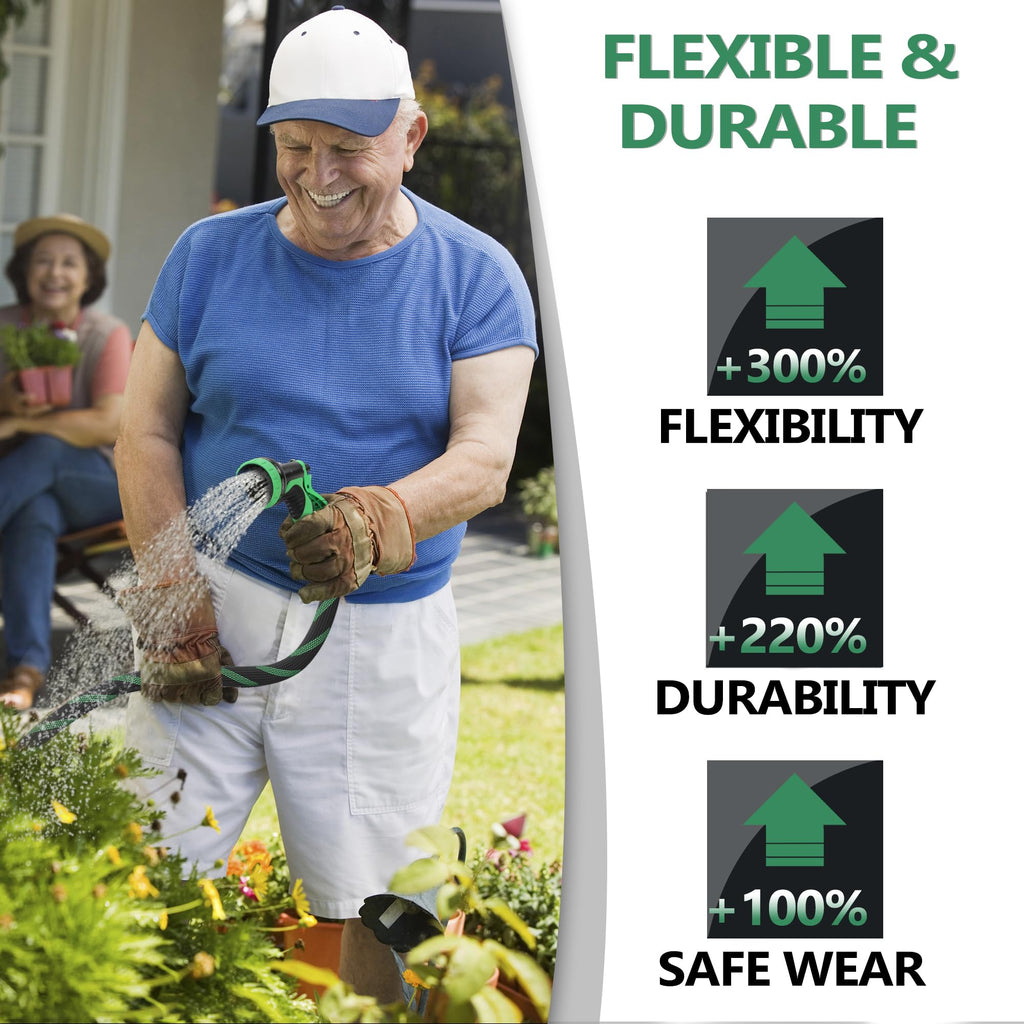 100FT Garden Hose with 10-Pattern Nozzle P393