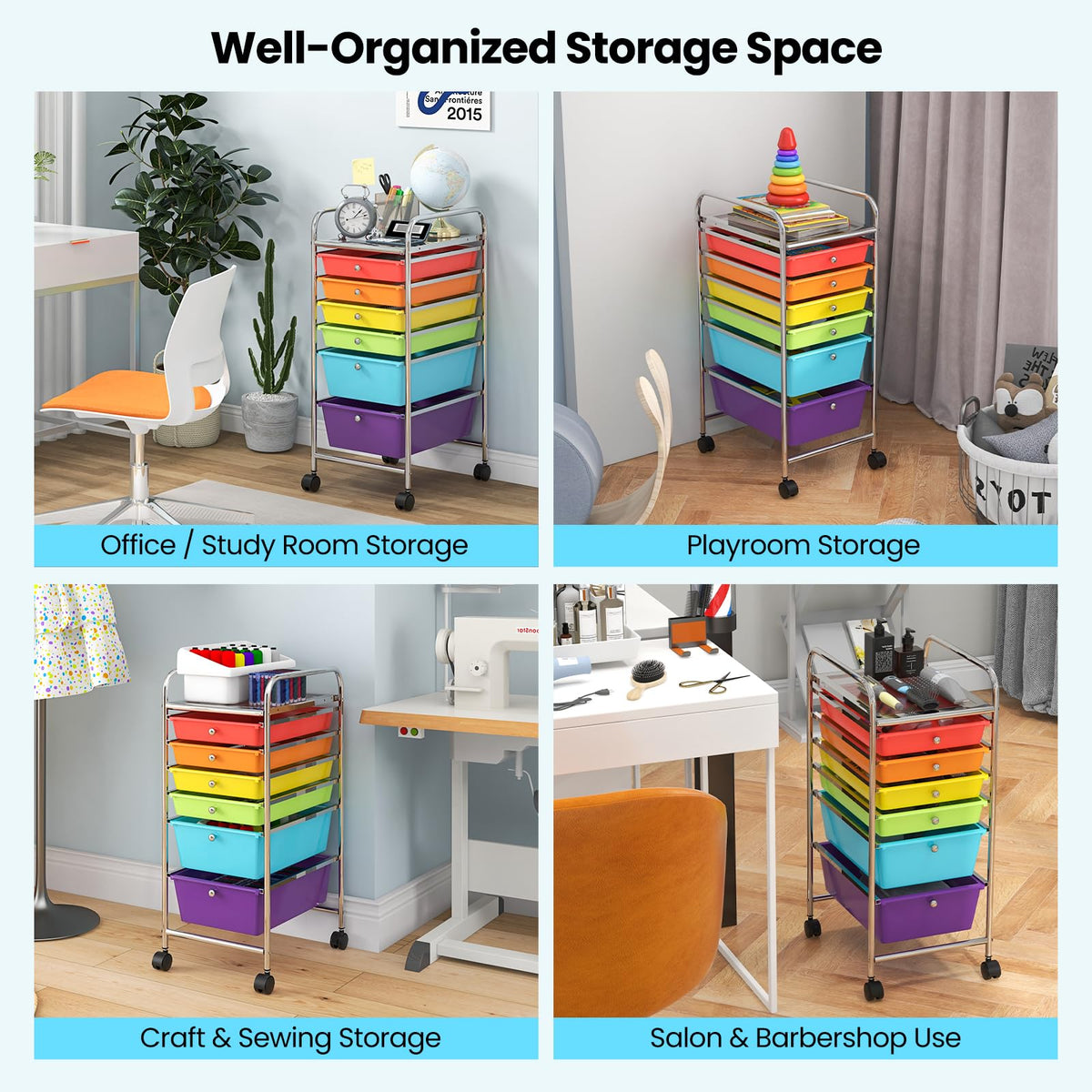 6 Drawer Rolling Storage Cart I36344
