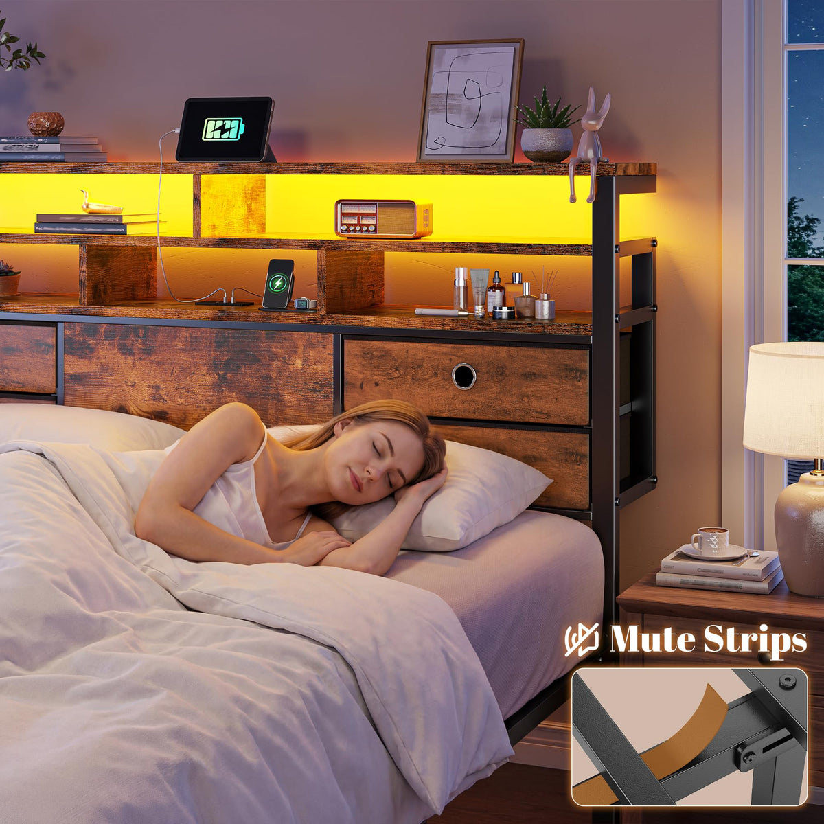 Queen Bed Frame with 4 Drawers H583