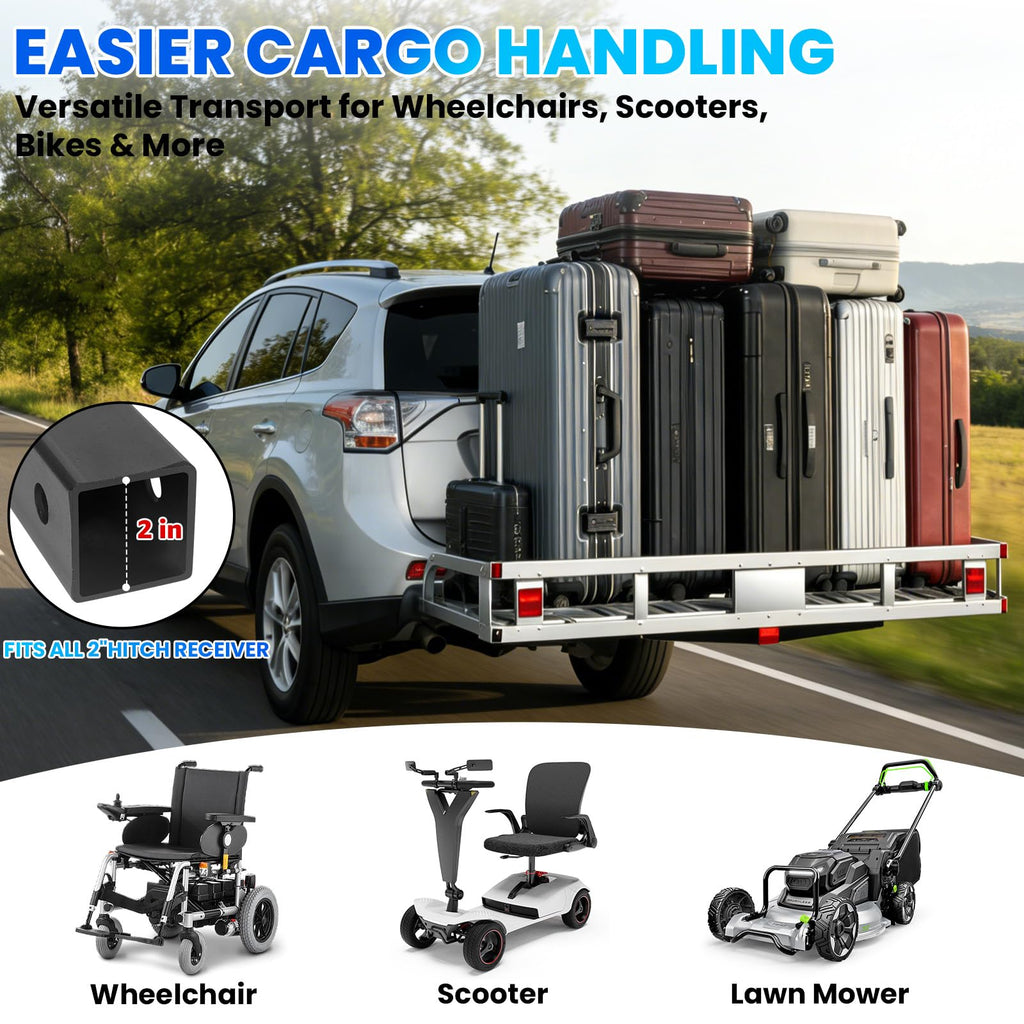 52"x31"x10" Aluminum Hitch Cargo Carrier with Ramp P332