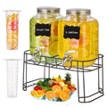 1 Gallon Glass Drink Dispenser with Stand, 2 Pack G462