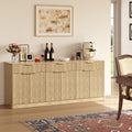 67" Fluted Oak Sideboard Buffet Cabinet with 3 Drawers T657221