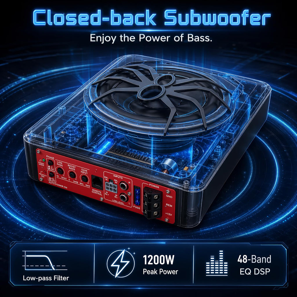 1200W Slim Under-Seat Powered Car Subwoofer with Built-in Amp L2157
