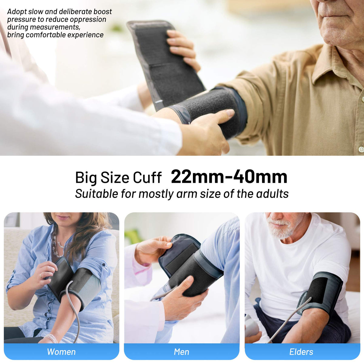 Black Upper Arm Blood Pressure Monitor with Adjustable Arm Cuff and Large Display O203549